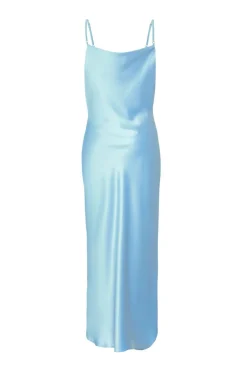 Quiz Satin Midaxi Dress Light Blue New