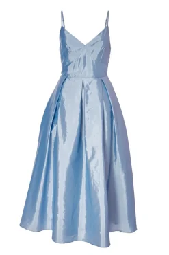 Quiz Taffeta Midaxi Dress Light Blue Clearance