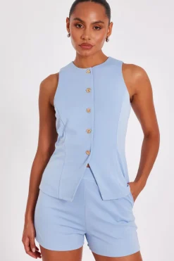 Quiz Tailored Shorts Light Blue Outlet