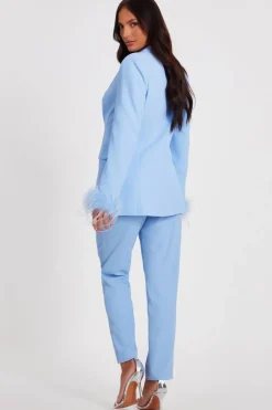 Quiz Light Blue Tailored Trousers Clearance