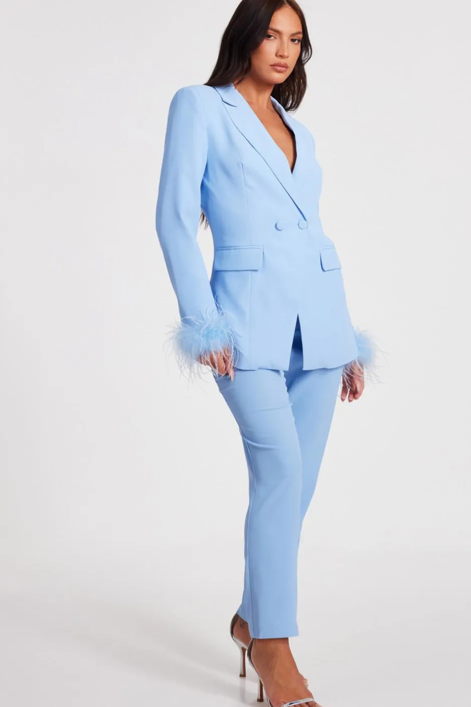 Quiz Light Blue Tailored Trousers Clearance