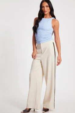 Quiz Textured Mesh Top Light Blue Online