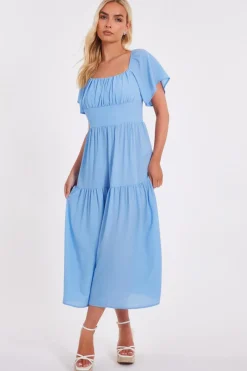 Quiz Tiered Midaxi Dress Light Blue Best