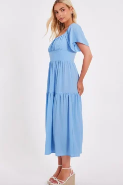 Quiz Tiered Midaxi Dress Light Blue Best