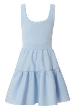 Quiz Light Blue Tiered Skater Mini Dress New