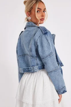 Quiz Biker Jacket Light Denim Outlet