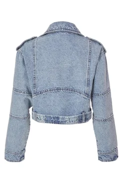 Quiz Biker Jacket Light Denim Outlet