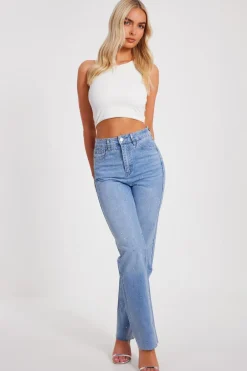 Quiz Light Denim Embellished Jeans Clearance