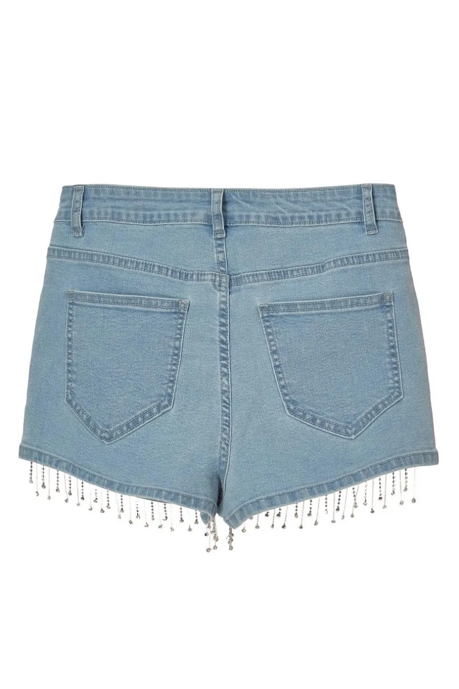 Quiz Light Denim Embellished Shorts Sale
