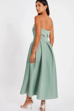 Quiz Light Green Bandeau Skater Dress