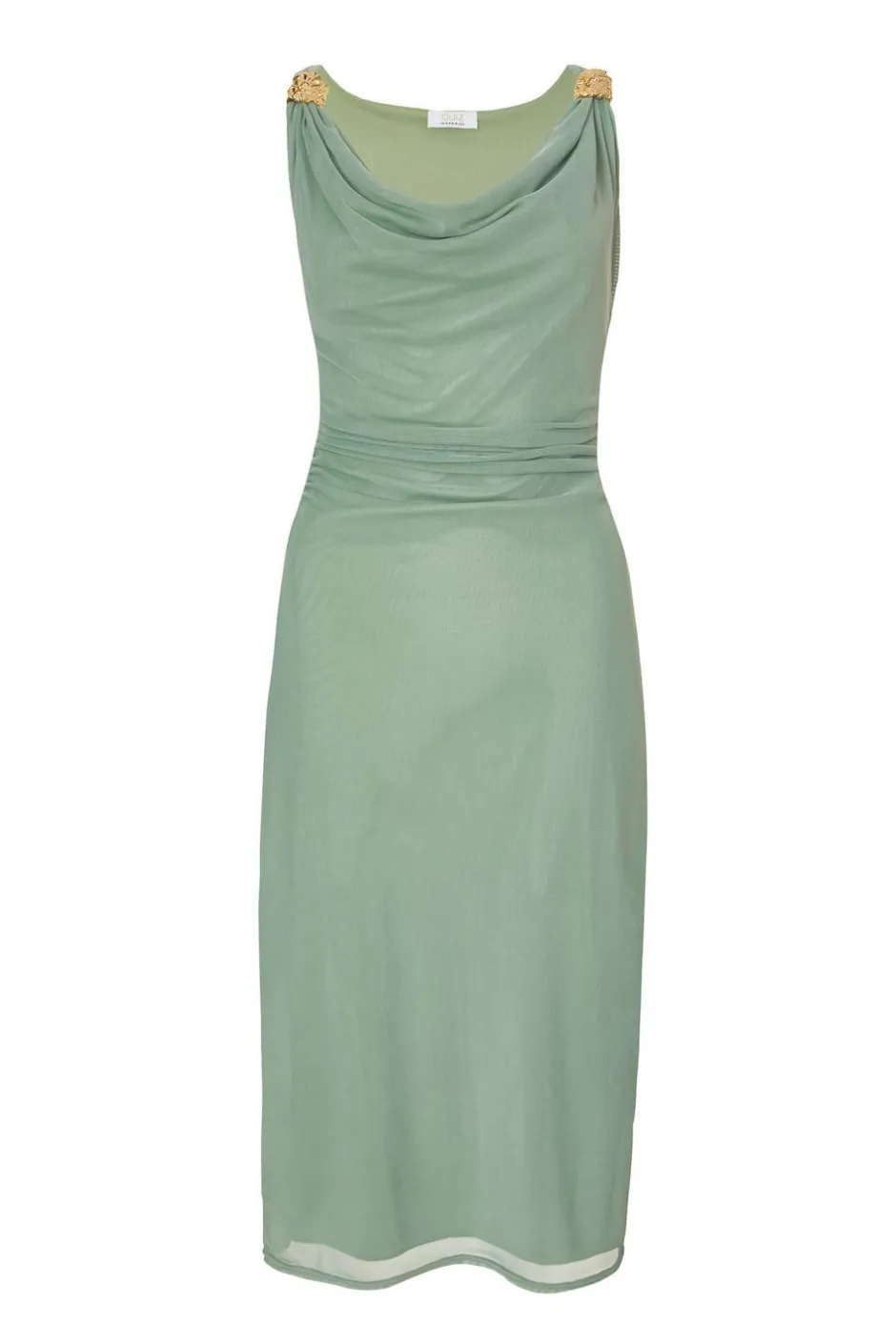 Quiz Light Mesh Buckle Detail Midi Dress Green Online