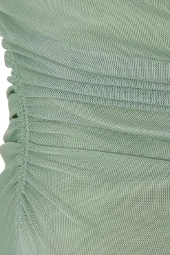 Quiz Light Mesh Buckle Detail Midi Dress Green Online