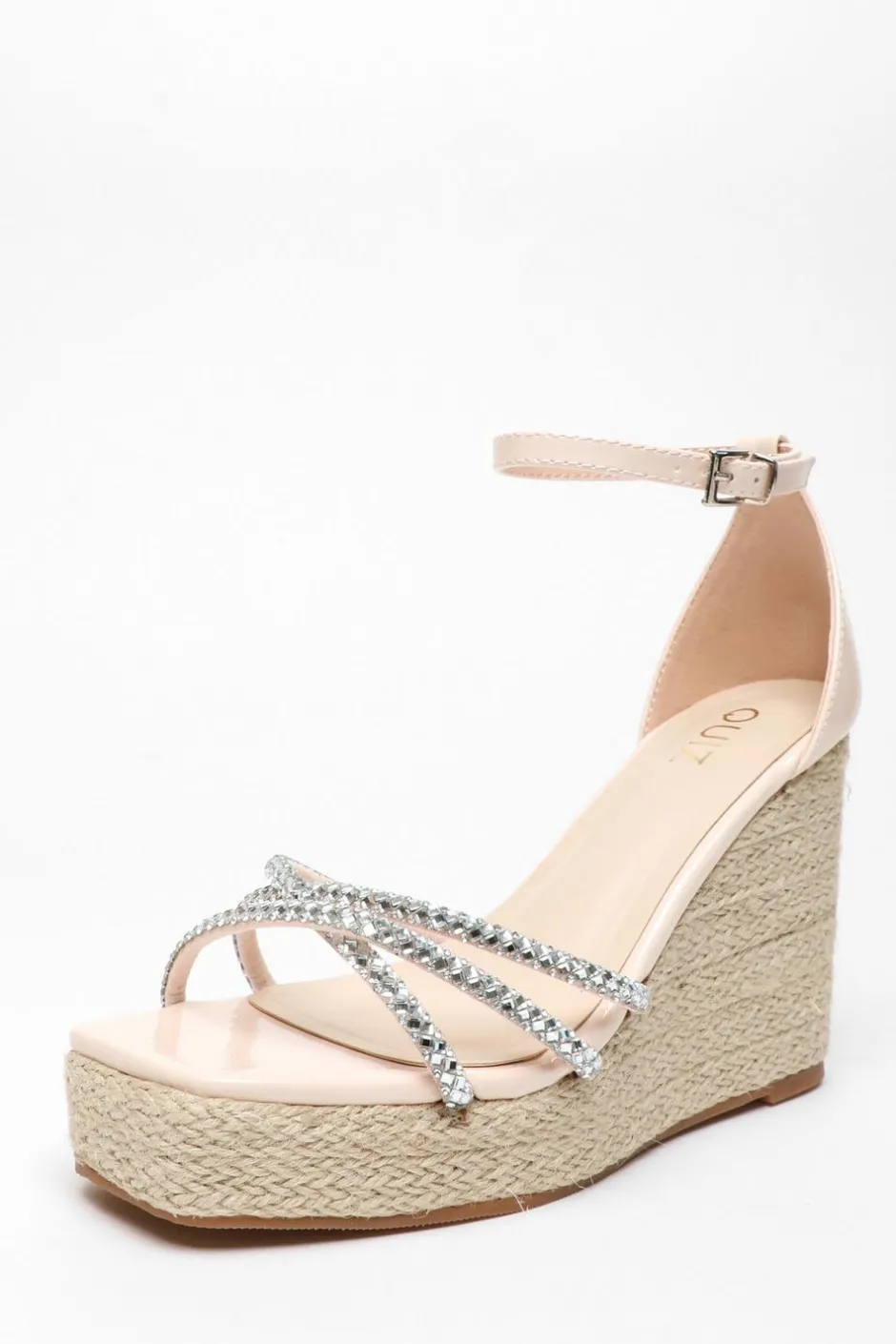 Quiz Diamante Cross Strap Wedges Light Pink Best
