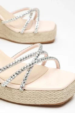 Quiz Diamante Cross Strap Wedges Light Pink Best