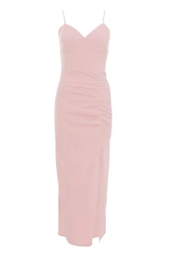 Quiz Light Pink Diamante Ruched Maxi Dress Best
