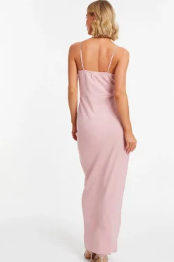 Quiz Light Pink Diamante Ruched Maxi Dress Best
