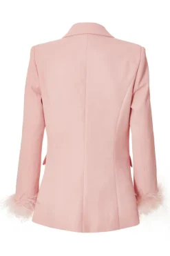 Quiz Feather Trim Blazer Light Pink Online