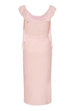 Quiz Frill Midi Dress Light Pink Discount