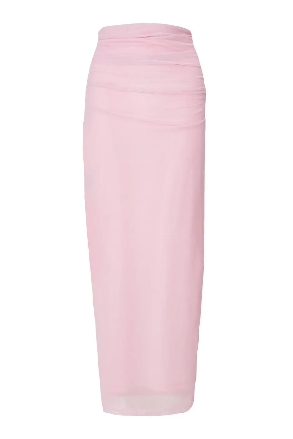 Quiz Mesh Ruched Midaxi Skirt Light Pink Outlet