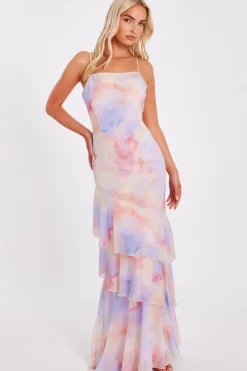 Quiz Light Pink Tie Dye Maxi Dress Online