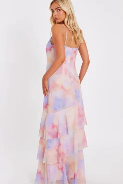 Quiz Light Pink Tie Dye Maxi Dress Online