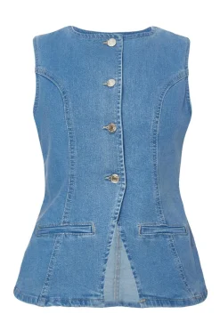 Quiz Light Wash Denim Waistcoat Online
