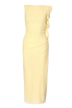 Quiz Frill Midi Dress Light Yellow Hot