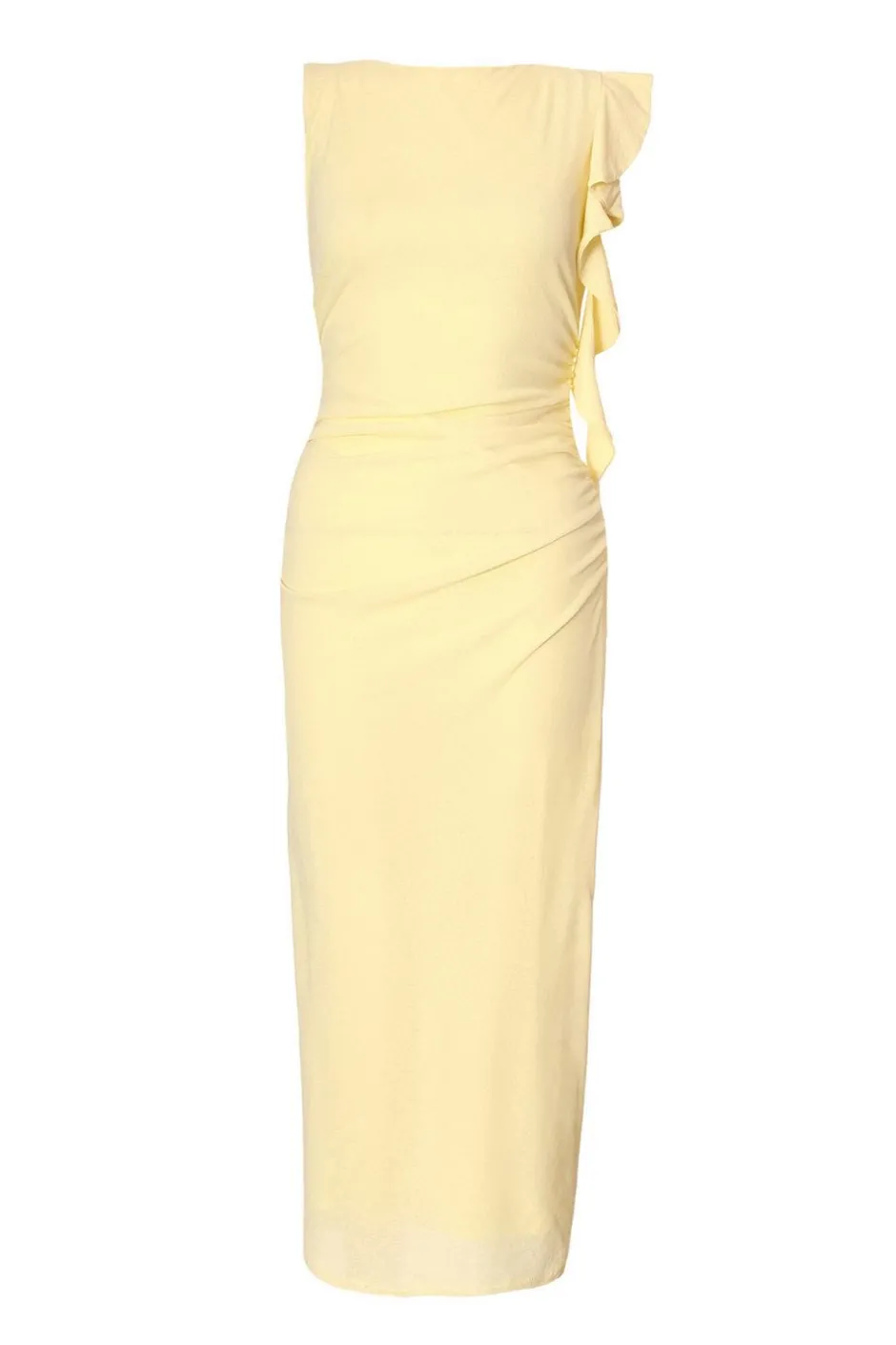 Quiz Frill Midi Dress Light Yellow Hot