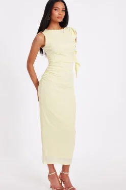 Quiz Frill Midi Dress Light Yellow Hot