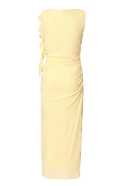Quiz Frill Midi Dress Light Yellow Hot