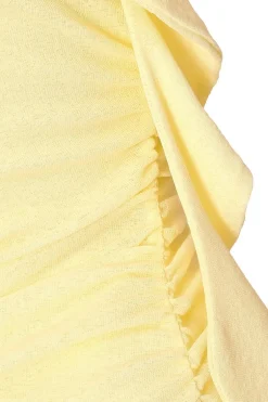 Quiz Frill Midi Dress Light Yellow Hot
