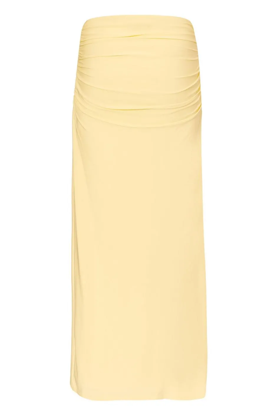 Quiz Light Yellow Ruched Maxi Skirt Online