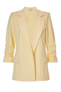 Quiz Ruched Sleeve Blazer Light Yellow Best