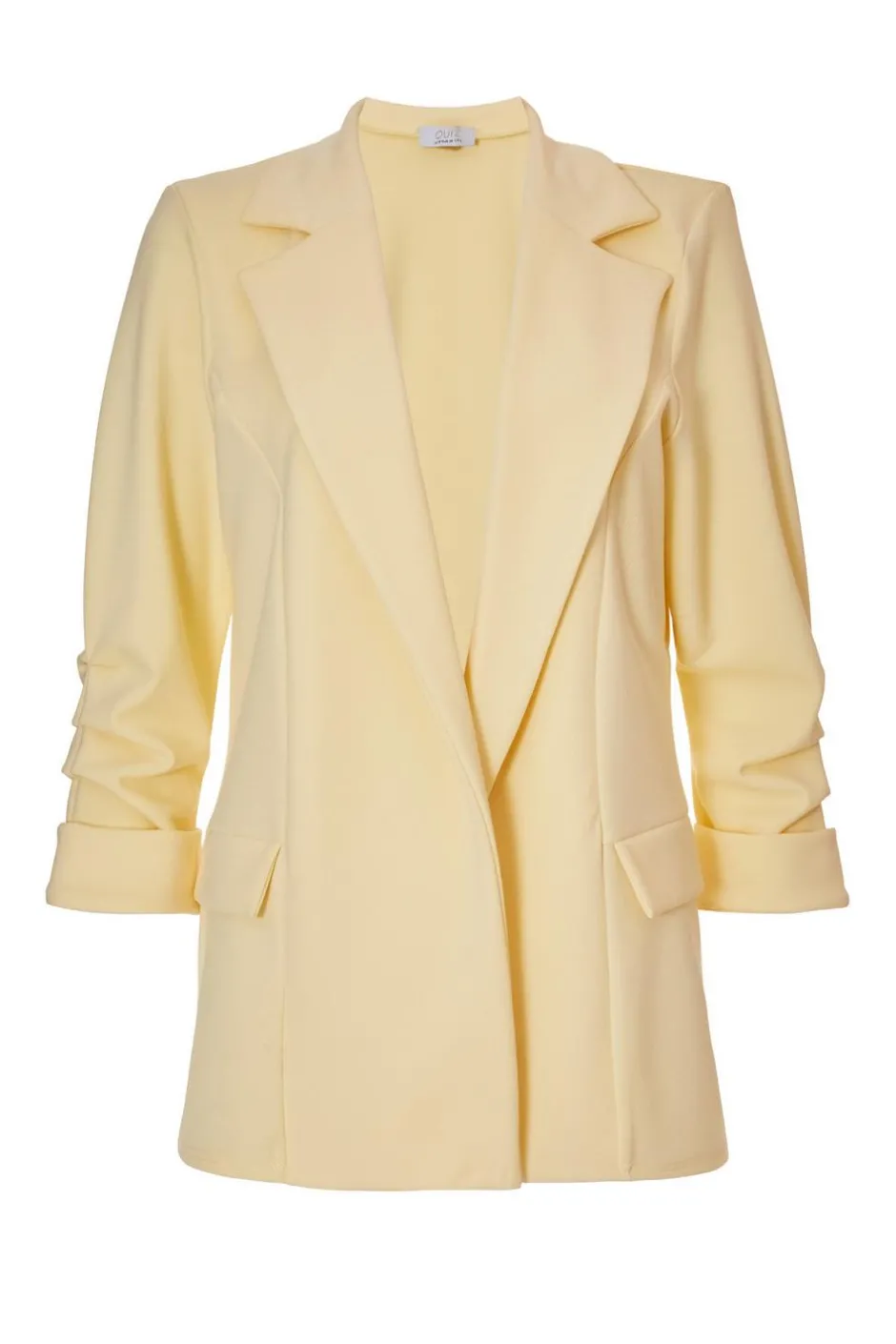 Quiz Ruched Sleeve Blazer Light Yellow Best