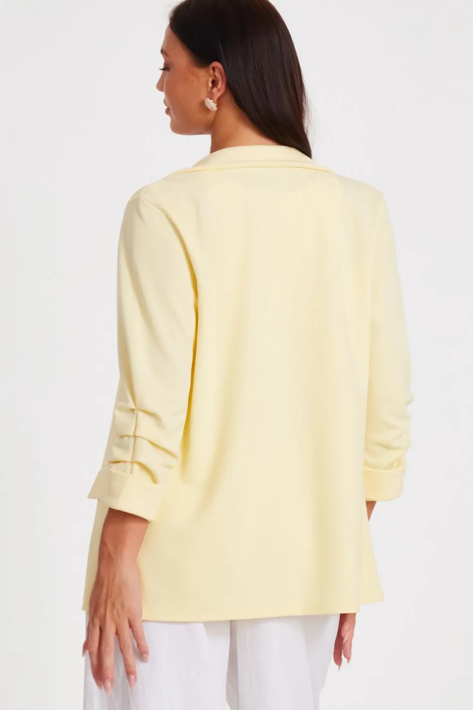 Quiz Ruched Sleeve Blazer Light Yellow Best