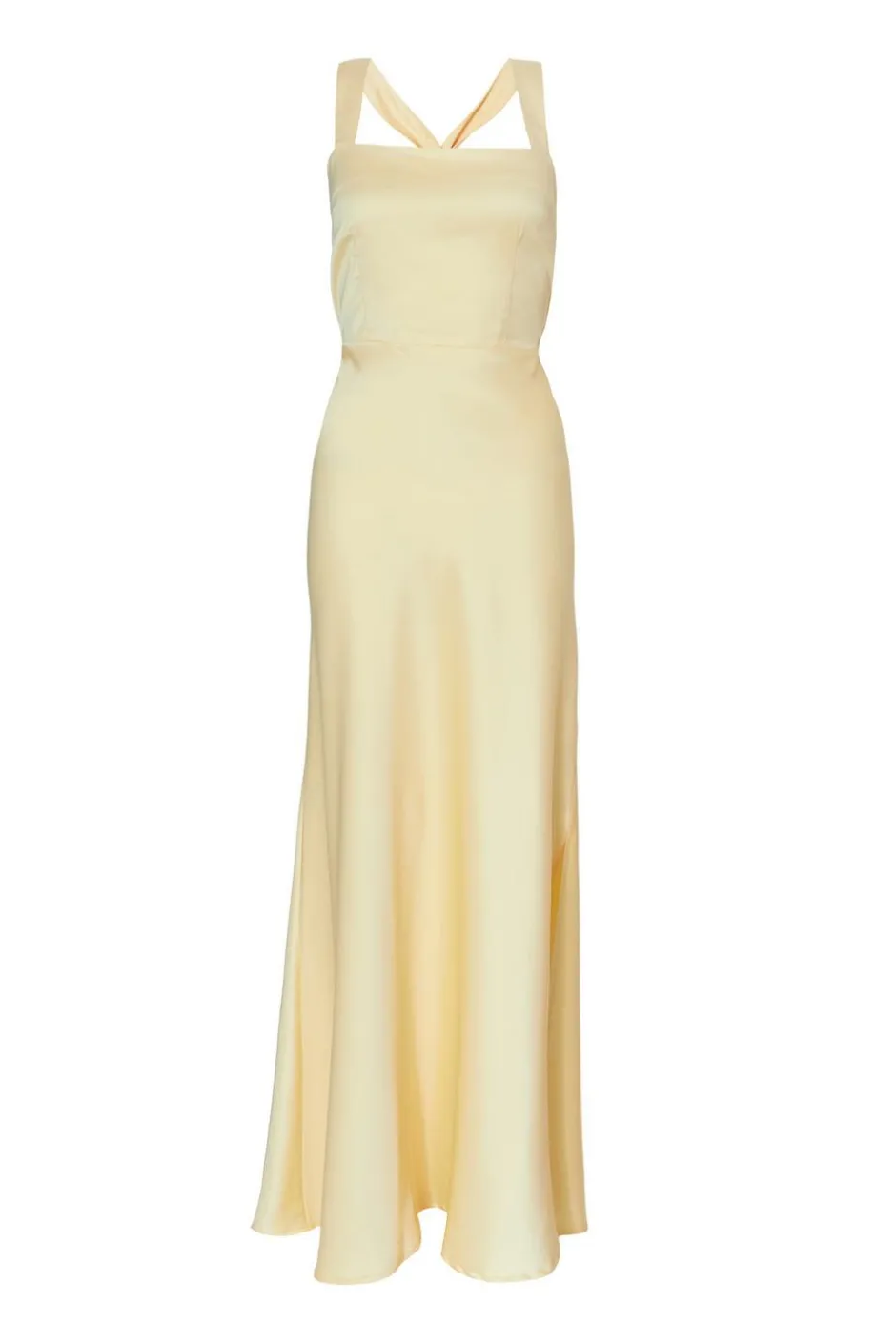 Quiz Light Yellow Satin Maxi Dress Hot