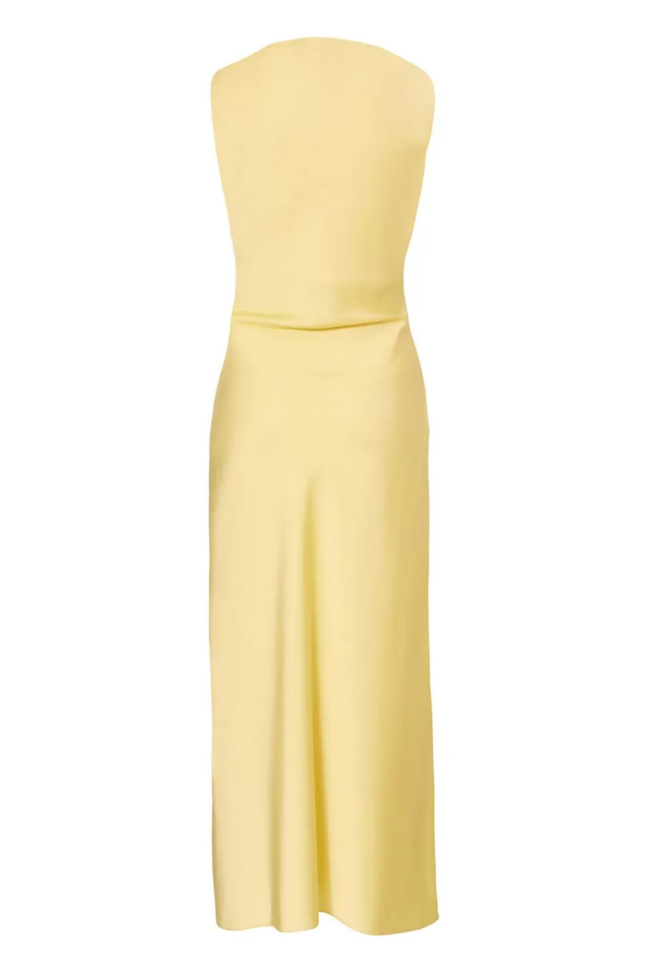 Quiz Satin Ruched Midi Dress Light Yellow Discount