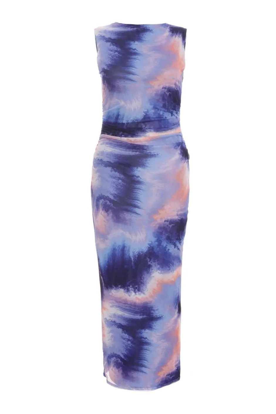 Quiz Lilac Abstract Print Mesh Midaxi Dress New
