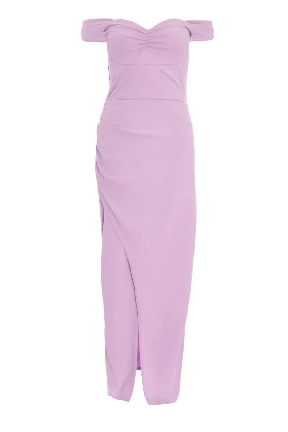 Quiz Lilac Bardot Ruched Maxi Dress Discount