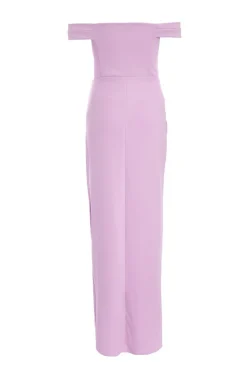 Quiz Lilac Bardot Ruched Maxi Dress Discount