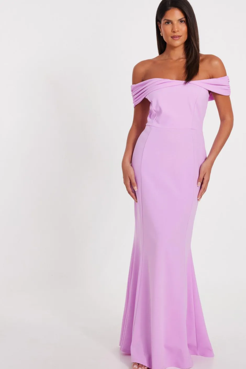 Quiz Lilac Bardot Twist Maxi Dress Outlet