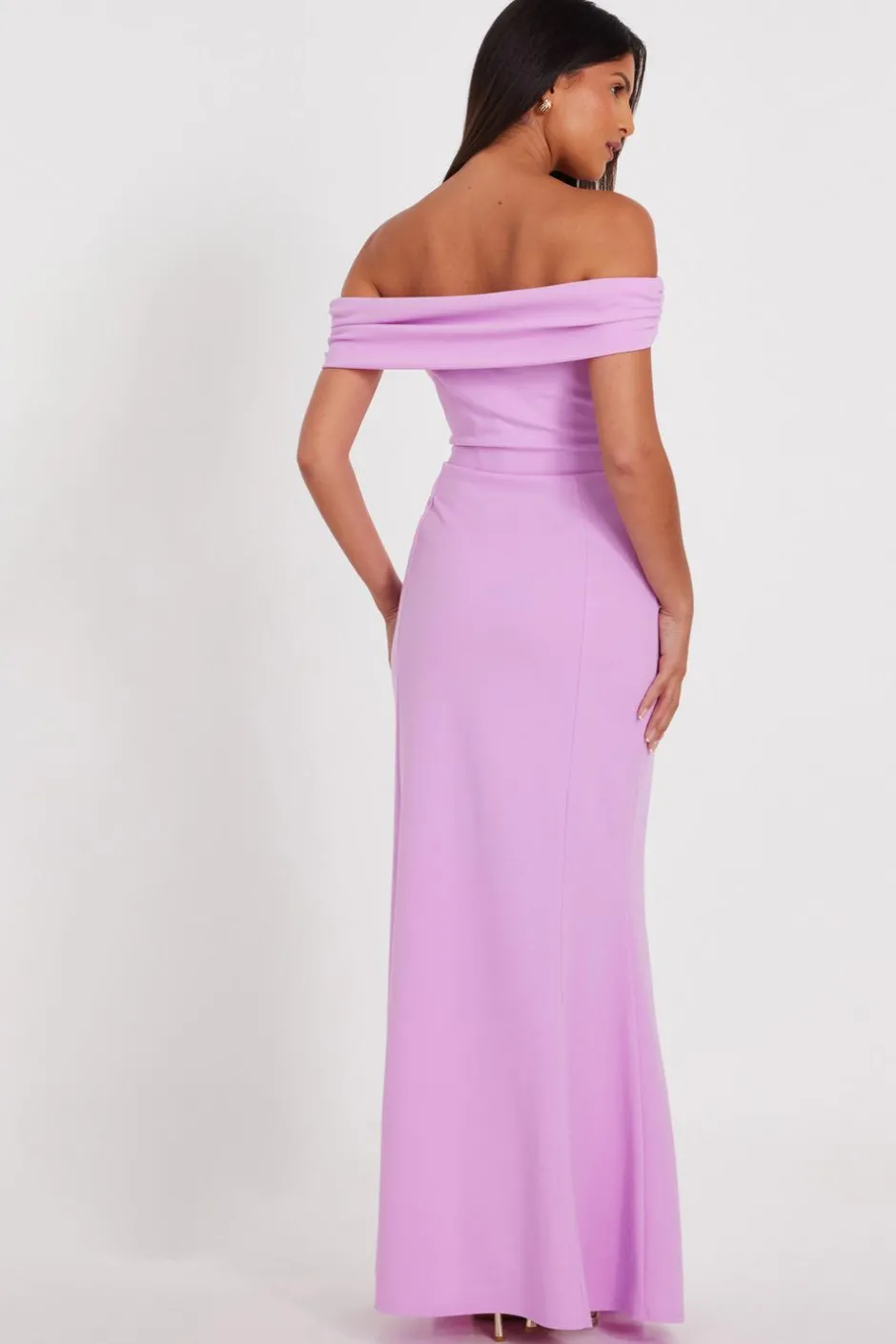 Quiz Lilac Bardot Twist Maxi Dress Outlet
