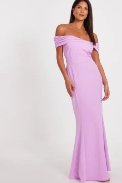 Quiz Lilac Bardot Twist Maxi Dress Outlet