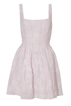 Quiz Chiffon Flower Skater Dress Lilac Outlet
