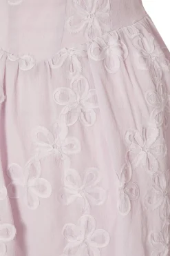 Quiz Chiffon Flower Skater Dress Lilac Outlet