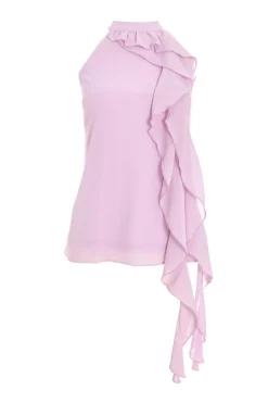 Quiz Chiffon Frill Drape Top Lilac New
