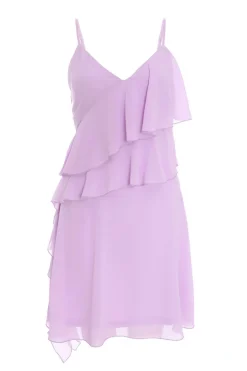 Quiz Lilac Chiffon Frill Mini Skater Dress New