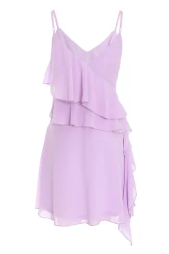Quiz Lilac Chiffon Frill Mini Skater Dress New