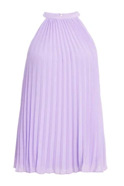 Quiz Lilac Chiffon Pleated High Neck Top