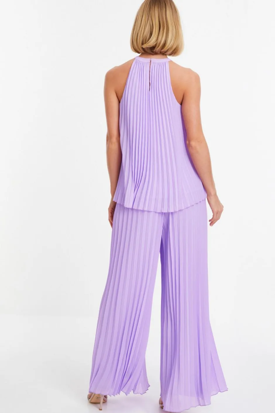 Quiz Lilac Chiffon Pleated High Neck Top